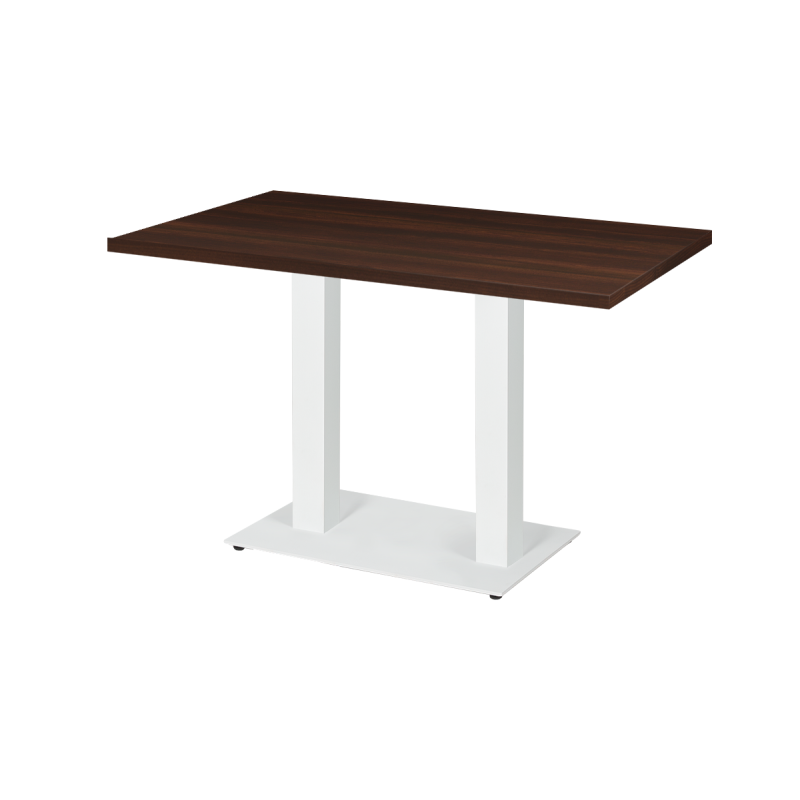 Table De Bistrot ALFA DUO blanc 120x80 Noyer foncé