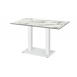 Table de jardin de terrasse ALFA DUO blanc Plateaux en HPL