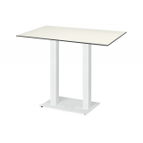 Table de jardin de terrasse ALFA BAR DUO blanc Plateaux en HPL