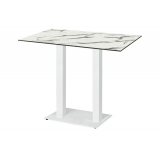 Table de jardin de terrasse ALFA BAR DUO blanc Plateaux en HPL