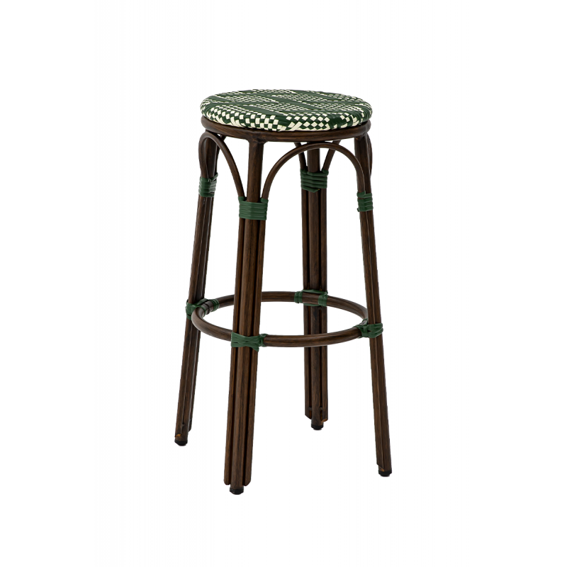 Tabouret En Technorotin FRANCESCO vert et blanc