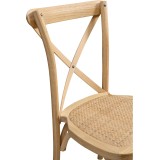 Chaise de mariage en bois CROSS-BACK WOOD RATTAN naturel blanchi