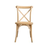 Chaise de mariage en bois CROSS-BACK WOOD RATTAN naturel blanchi