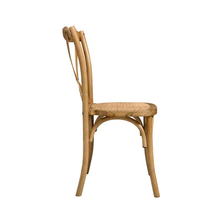Chaise de mariage en bois CROSS-BACK WOOD RATTAN rustique clair