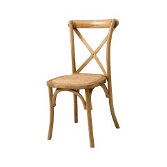 Chaise de mariage en bois CROSS-BACK WOOD RATTAN rustique lumineux