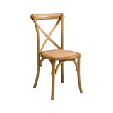 Chaise de mariage en bois CROSS-BACK WOOD RATTAN rustique clair