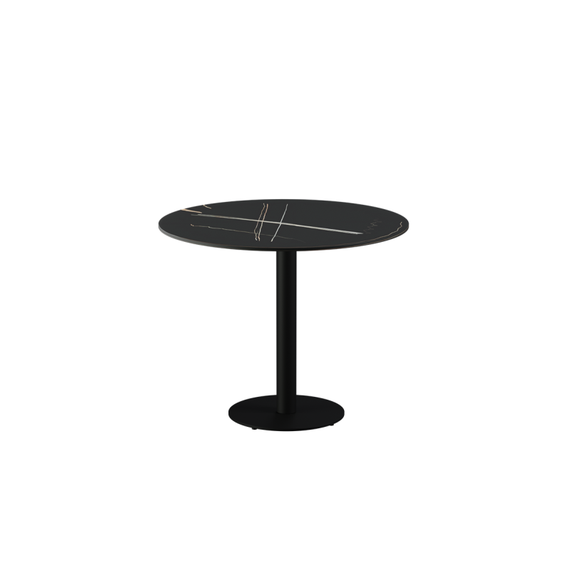 Table pour terrasse de brasserie ALFA R plateau noir en quartz fritté