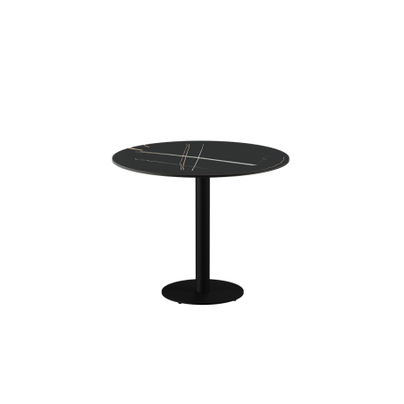 Table pour terrasse de brasserie ALFA R plateau noir en quartz fritté
