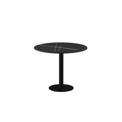 Table pour terrasse de brasserie ALFA R plateau noir en quartz fritté