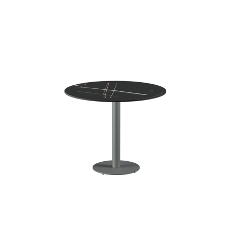 Table pour terrasse de brasserie ALFA R plateau gris en quartz fritté