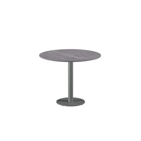 Table pour terrasse de brasserie ALFA R plateau gris en quartz fritté