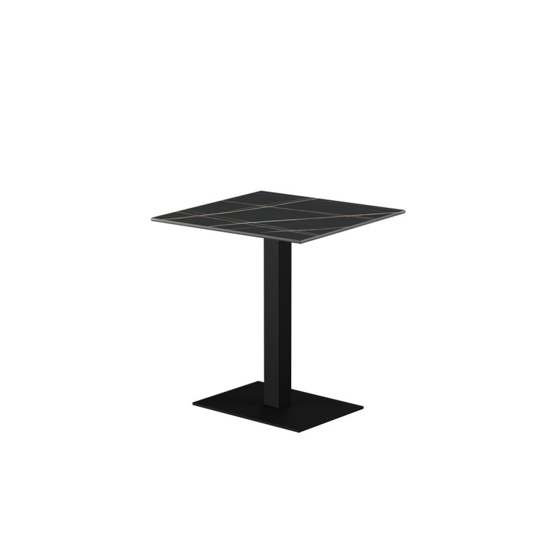 Table pour terrasse de brasserie ALFA 40×55 plateau noir en quartz fritté