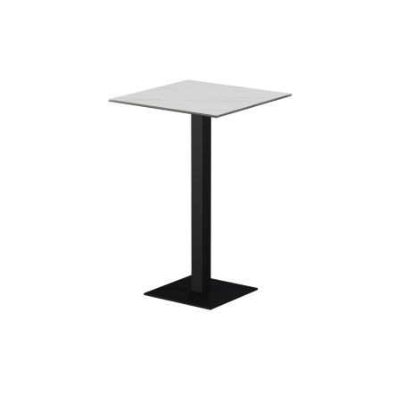 Table pour terrasse de brasserie Alfa Bar plateau noir en quartz fritté