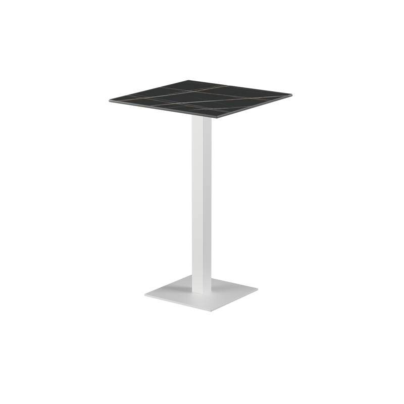 Table pour terrasse de brasserie ALFA Bar plateau blanc en quartz fritté