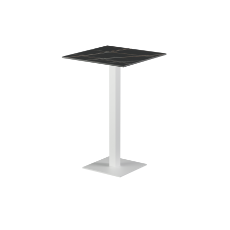 Table pour terrasse de brasserie ALFA Bar plateau blanc en quartz fritté