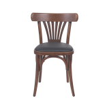 La chaise de restaurant en bois LEGEND assise en éco-cuir noir