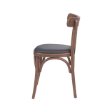 La chaise de restaurant en bois LEGEND assise en éco-cuir noir