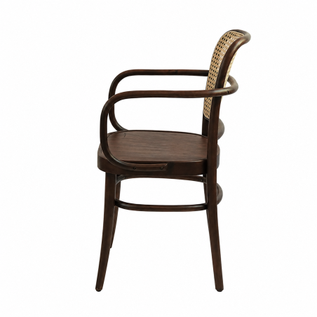 La chaise de restaurant en bois LOOMI 811 ARM Rattan noyer