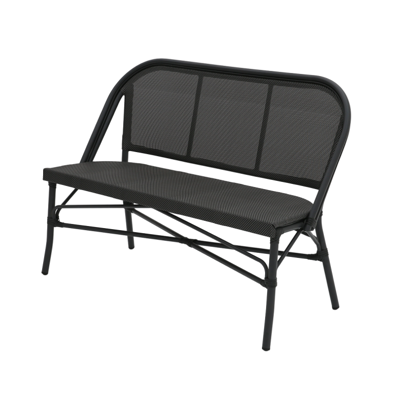 Banc en technorattan MATTEO BENCH noir-graphite