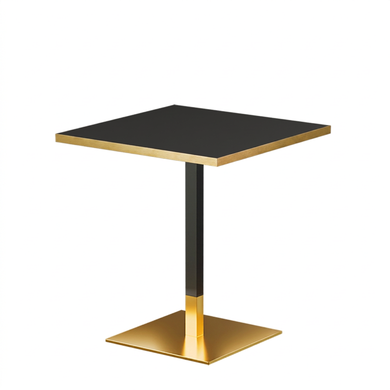 Table De Bistrot OMEGA 68x68 anthracite avec bord doré