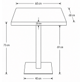 Table De Bistrot OMEGA 68x68 anthracite avec bord doré