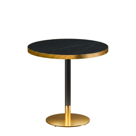 Table De Bistrot OMEGA R fi 68 gris pierre avec bord doré