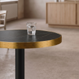 Table De Bistrot OMEGA R fi 68 gris pierre avec bord doré