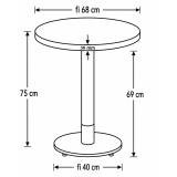 Table De Bistrot OMEGA R fi 68 gris pierre avec bord doré