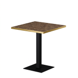 Table De Bistrot ALFA S 68x68 noyer avec bord doré