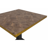 Table De Bistrot ALFA S 68x68 noyer avec bord doré