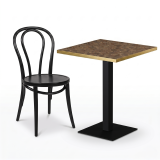 Table De Bistrot ALFA S 68x68 noyer avec bord doré