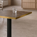 Table De Bistrot ALFA S 68x68 noyer avec bord doré