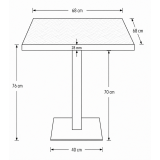 Table De Bistrot ALFA S 68x68 noyer avec bord doré