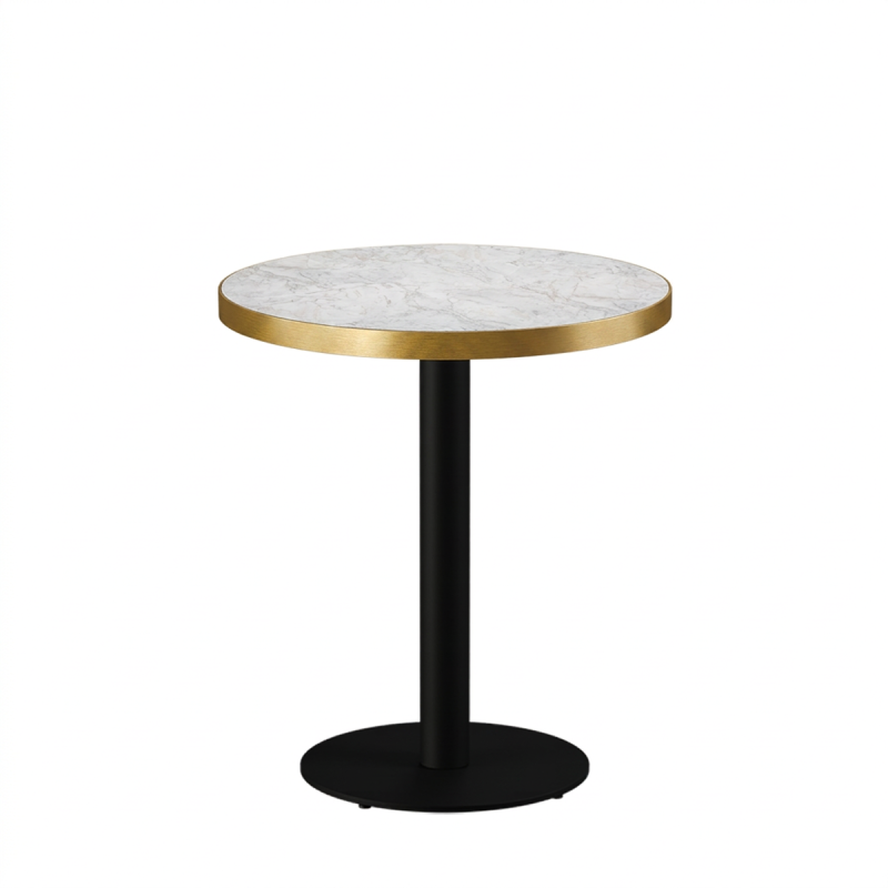 Table De Bistrot ALFA R fi 68 marbre crema avec bord doré