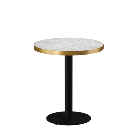 Table De Bistrot ALFA R fi 68 marbre crema avec bord doré