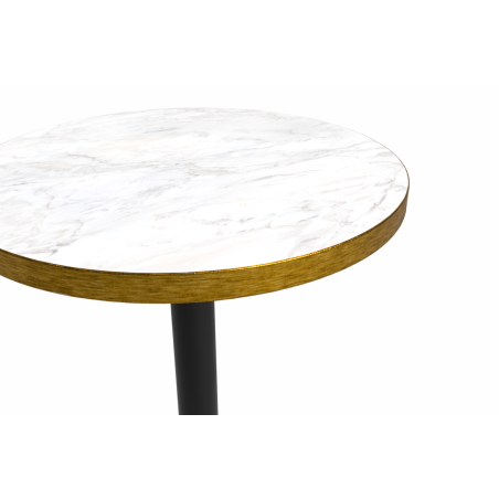 Table De Bistrot ALFA R fi 68 marbre crema avec bord doré