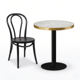 Table De Bistrot ALFA R fi 68 marbre crema avec bord doré