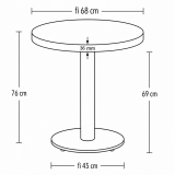 Table De Bistrot ALFA R fi 68 marbre crema avec bord doré