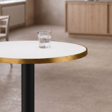 Table De Bistrot ALFA R fi 68 blanc avec bord doré