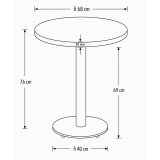 Table De Bistrot ALFA R fi 68 blanc avec bord doré