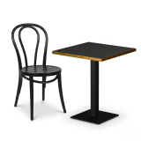 Table De Bistrot ALFA S 68x68 anthracite avec bord doré
