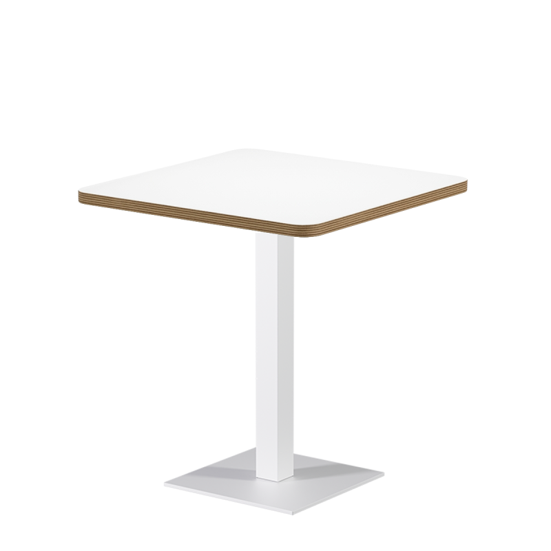 Table De Bistrot ALFA S 68x68 blanc avec bord Multiplex