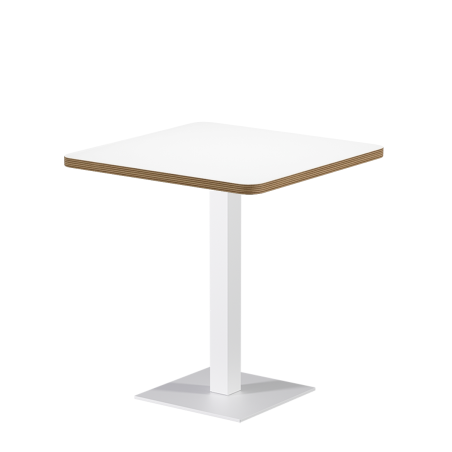 Table De Bistrot ALFA S 68x68 blanc avec bord Multiplex