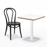 Table De Bistrot ALFA S 68x68 blanc avec bord Multiplex