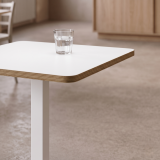 Table De Bistrot ALFA S 68x68 blanc avec bord Multiplex