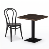 Table De Bistrot ALFA S 68x68 noyer du Sud avec bord Dark Wood