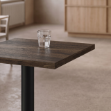 Table De Bistrot ALFA S 68x68 noyer du Sud avec bord Dark Wood