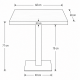 Table De Bistrot ALFA S 68x68 noyer du Sud avec bord Dark Wood