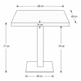 Table De Bistrot ALFA S 68x68 chêne sonoma tabac avec bord Dark Wood