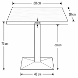 Table De Bistrot GIZA 68x68 chêne cortona avec bord Light Wood